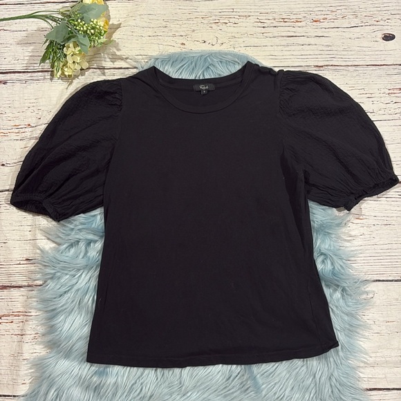 Rails Liza Black Pintuck Puff Sleeve Top Blouse - Picture 2 of 9